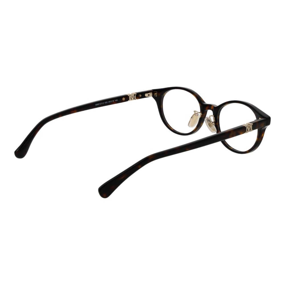 Eyeglasses Frames by Max Mara for women in acetate and brown showcases a refined silhouette, detailed with a brown coloured frame finish and a sophisticated full-frame frame design.