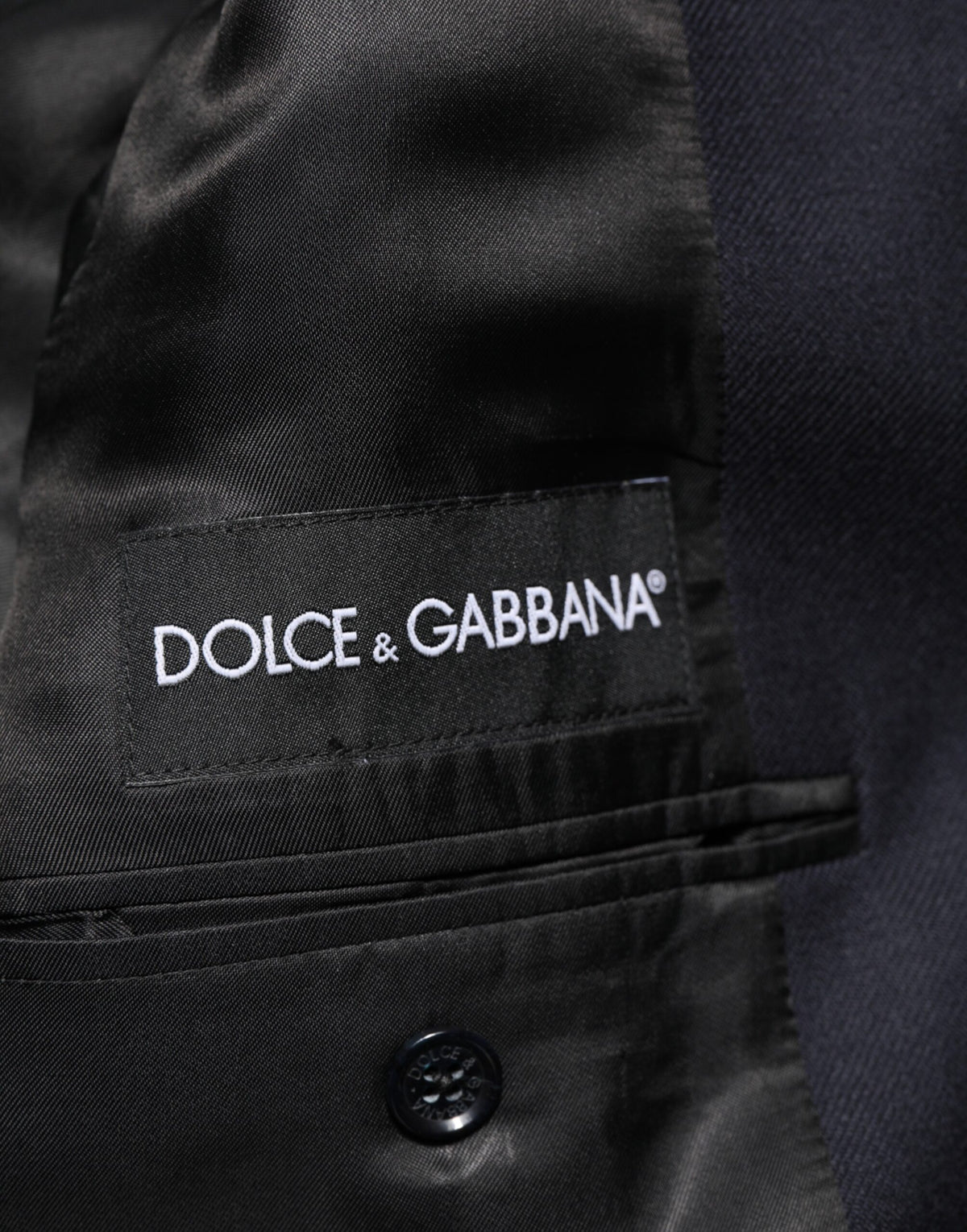 Dolce & Gabbana Men's Single Breasted Rayon Acetate & Virgin Wool Blazer - Dark Blue