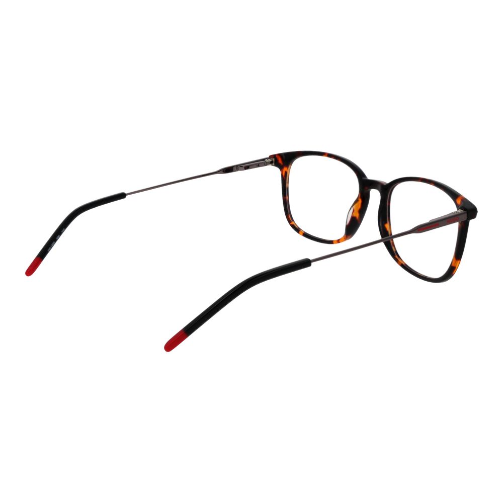 Eyeglasses Frames by Hugo Boss for men in acetate brown features an refined silhouette, showcasing a sophisticated brown coloured frame and refined full-frame frame design for a refined look.