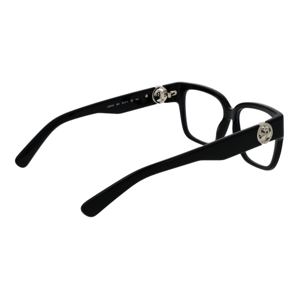 Eyeglasses Frames by Longchamp for women in acetate and black showcases a refined silhouette, detailed with a black coloured frame finish and a sophisticated full-frame frame design.