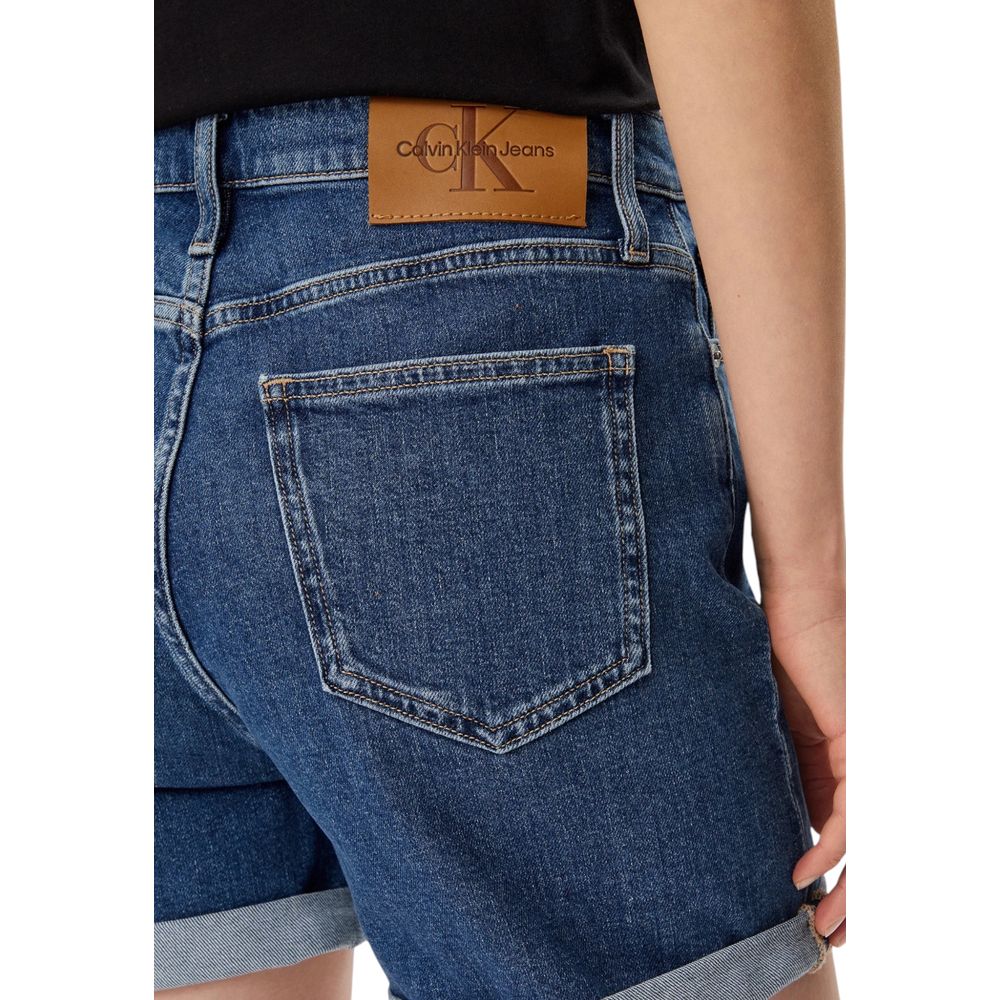 Calvin Klein Jeans Women's Mom High-Rise Stretch Cotton Denim Shorts - Blue