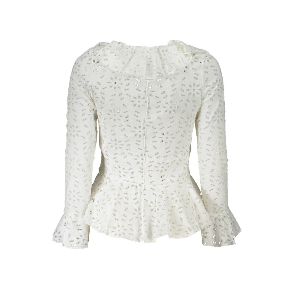 Shirt by Desigual for women in cotton white showcases a sharp silhouette, elegantly detailed with a sharp and sharp .