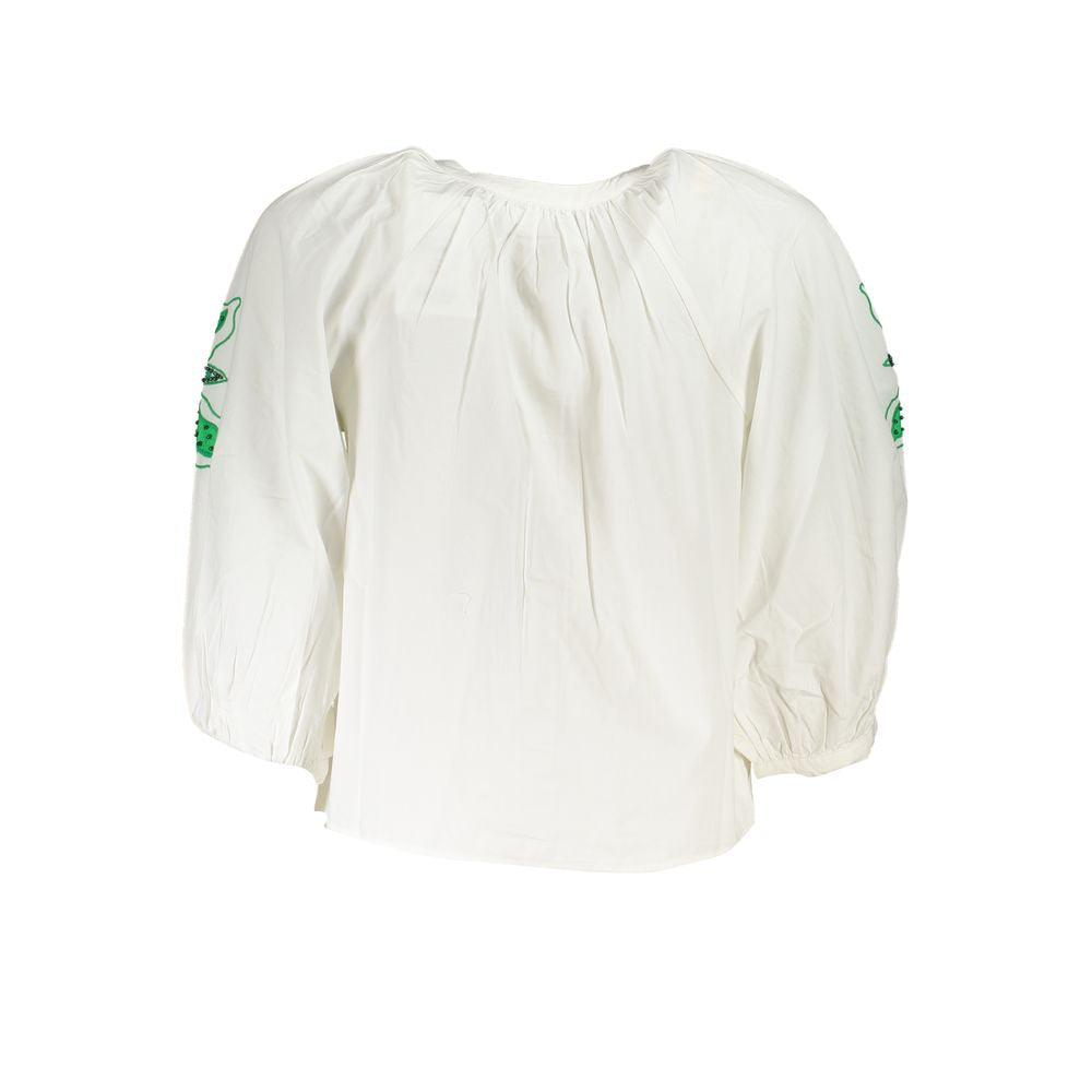 Shirt by Desigual for women in polyester white, patterned & print showcases a sleek silhouette, elegantly detailed with a sleek and for a sleek finish.