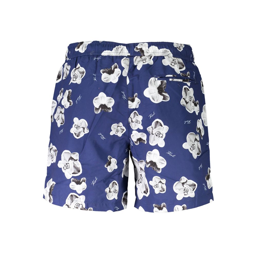 Swim Shorts by Karl Lagerfeld for men in polyester blue showcases a sculptural silhouette, expertly capturing the sophisticated essence of the sculptural Men's Polyester Swim Shorts design for a premium poolside look.
