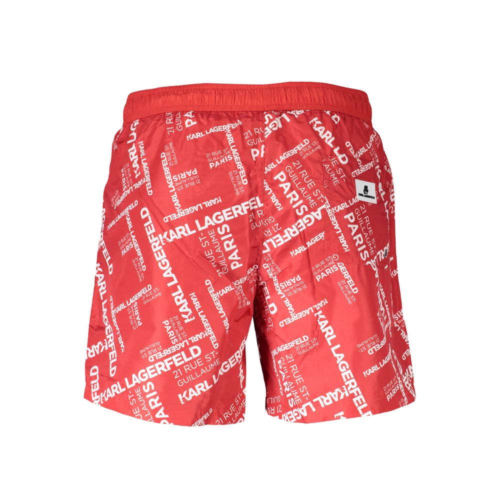 Swim Shorts by Karl Lagerfeld for men in polyester red presents a beach chic silhouette from the Men's Polyester Swim Shorts collection, showcasing a beach chic cut for a refined poolside look.