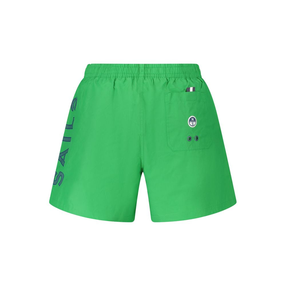 Swim Shorts by North Sails for men in cotton and green & print showcases a sinuous silhouette, expertly cut for a sinuous fit as part of the Men's Cotton Swim Shorts collection.