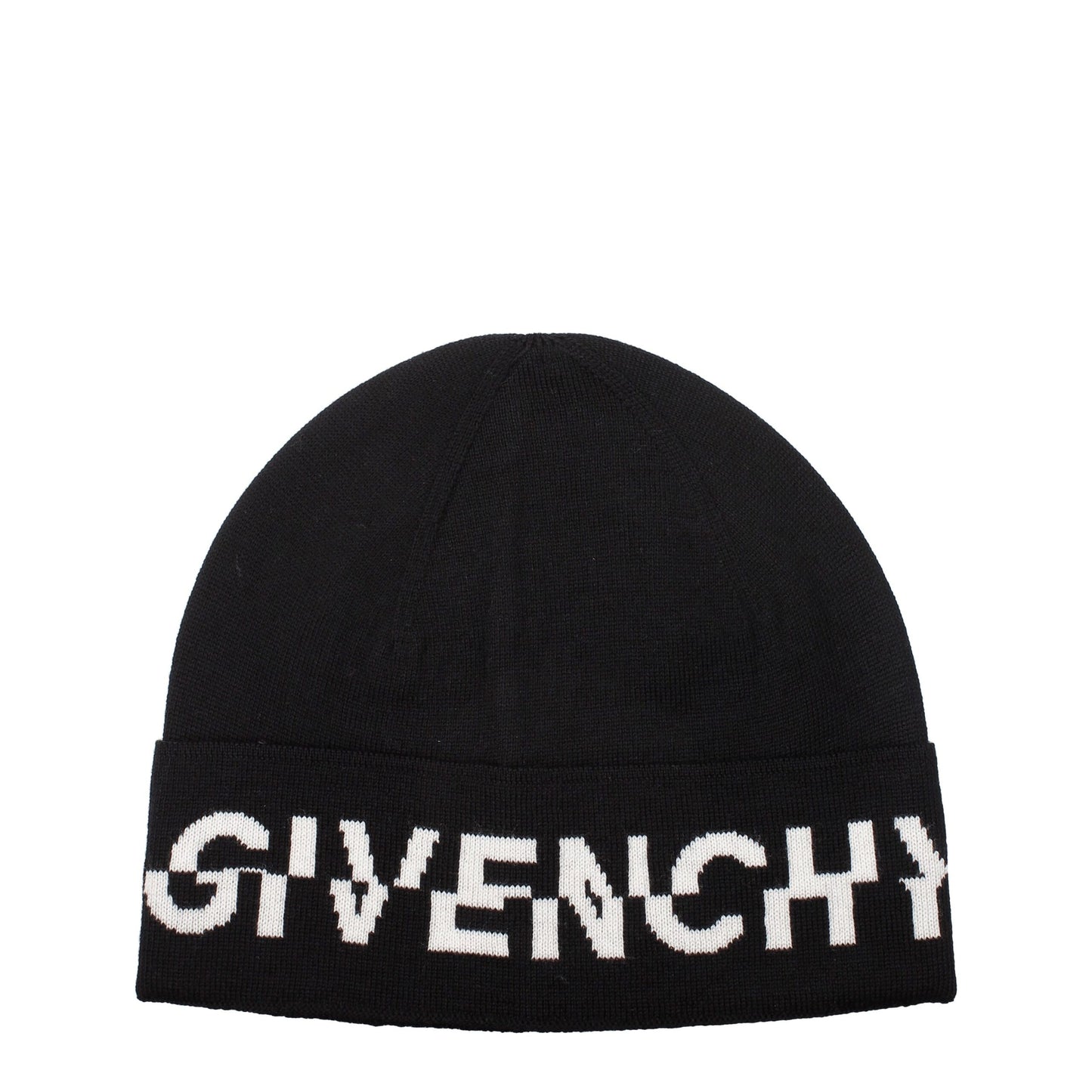 Beanie Hat by Givenchy for men in wool black & white features a refined silhouette, showcasing the refined design of the Wool Beanie Hat for a sophisticated look.