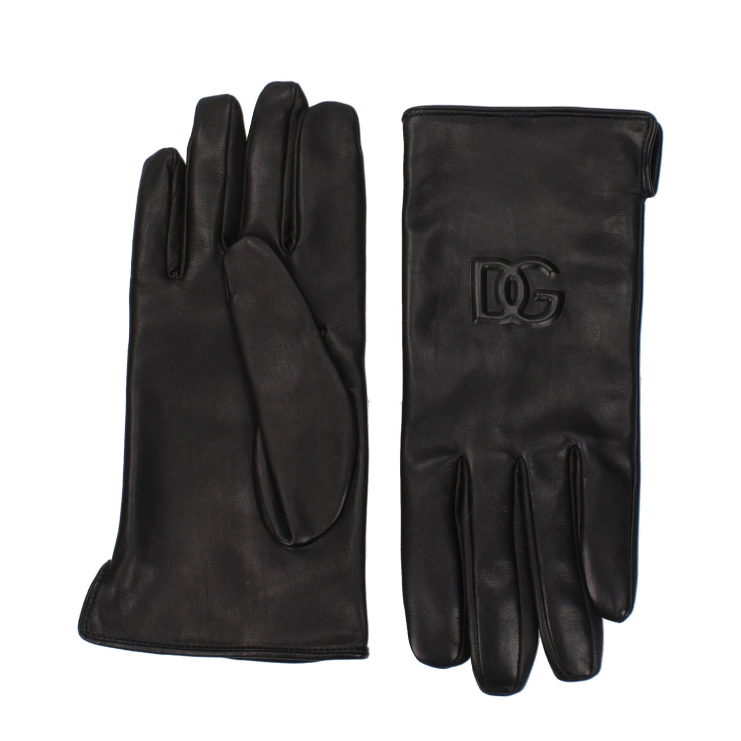Gloves by Dolce & Gabbana for men in leather black presents a refined silhouette, showcasing the refined gloves design with functional for a premium look.