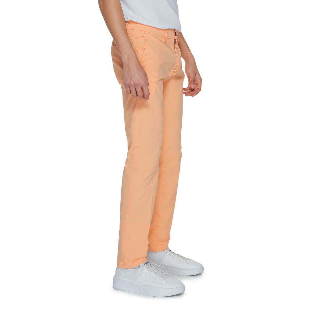 Chinos Pants by Borghese for men in linen & cotton orange features an sharp and long with a , highlighting a sharp silhouette for a sophisticated look.