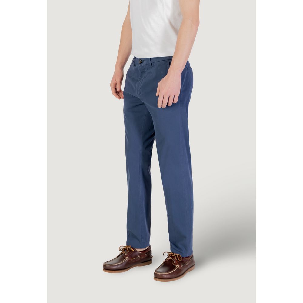 Trousers by Borghese for men in stretch cotton blue features a tailored silhouette with a tailored skinny, relaxed-fit & slim, defined by its long and a sophisticated .