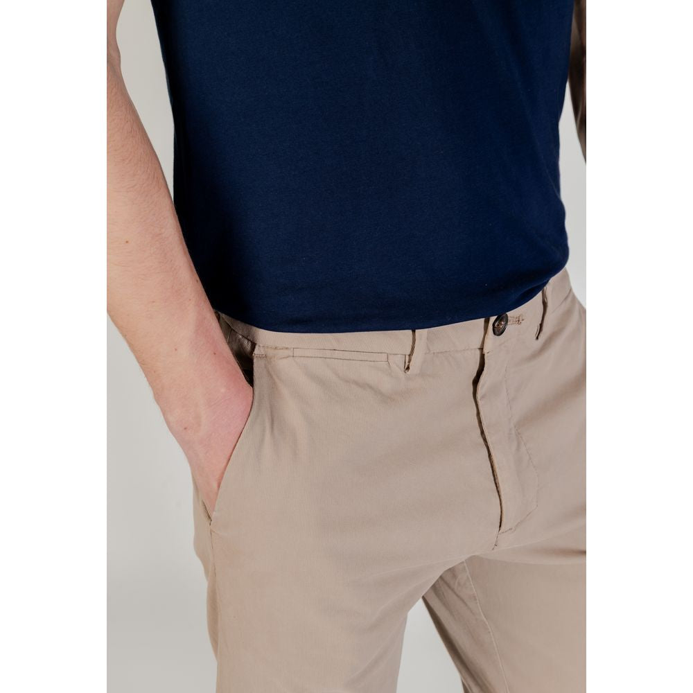 Borghese Men's Skinny Relaxed-Fit Slim Stretch Cotton Trousers - Beige