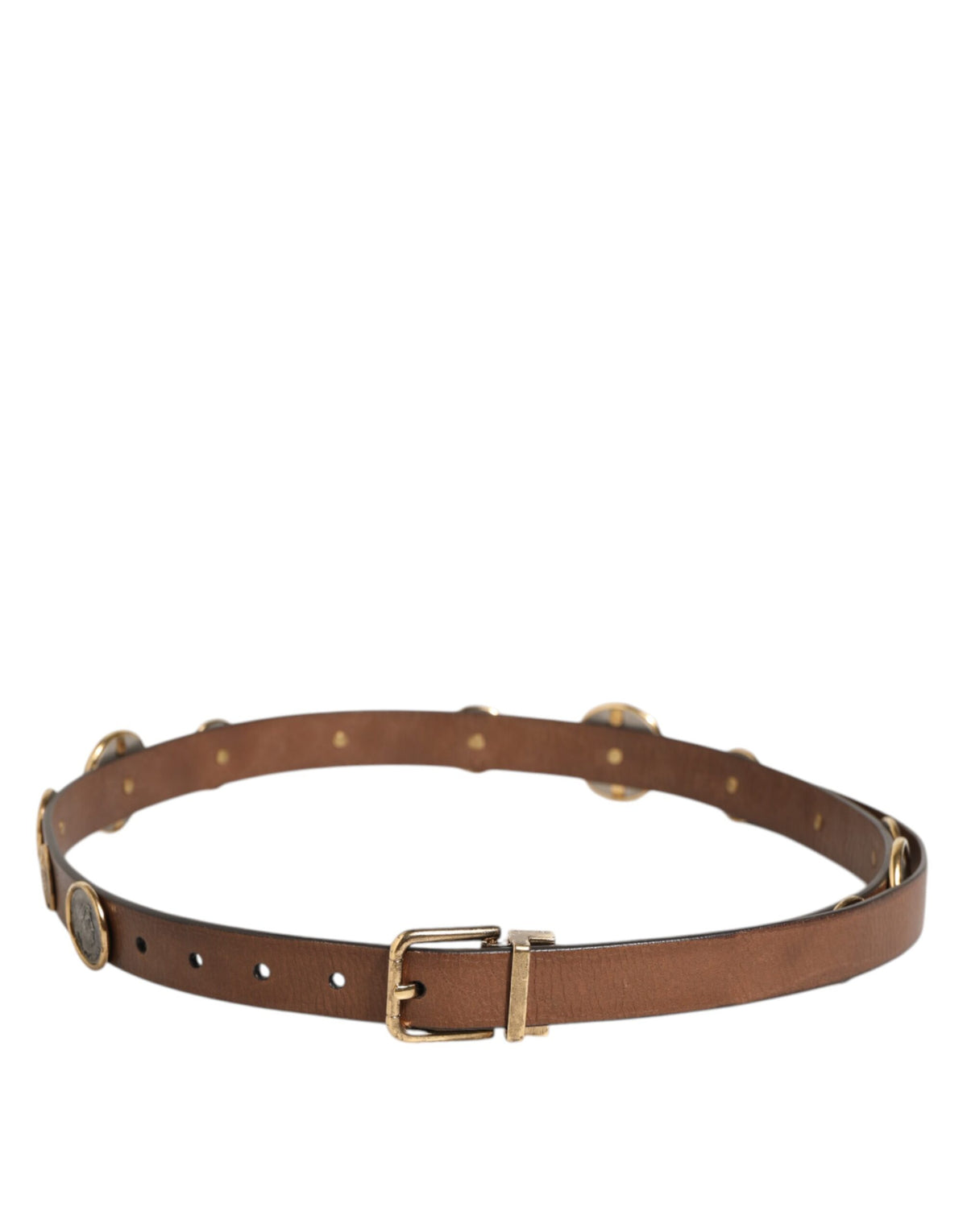 Dolce & Gabbana Calf Leather Belt - Brown Gold Silver Signature