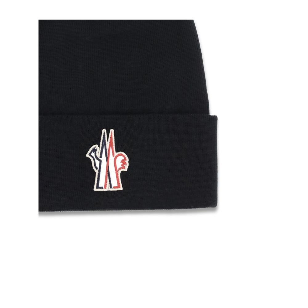 Beanie Hat by Moncler Grenoble for men in wool black features a refined luxury silhouette, artfully capturing the essence of the refined luxury Wool Beanie Hat design for a sophisticated, premium look.