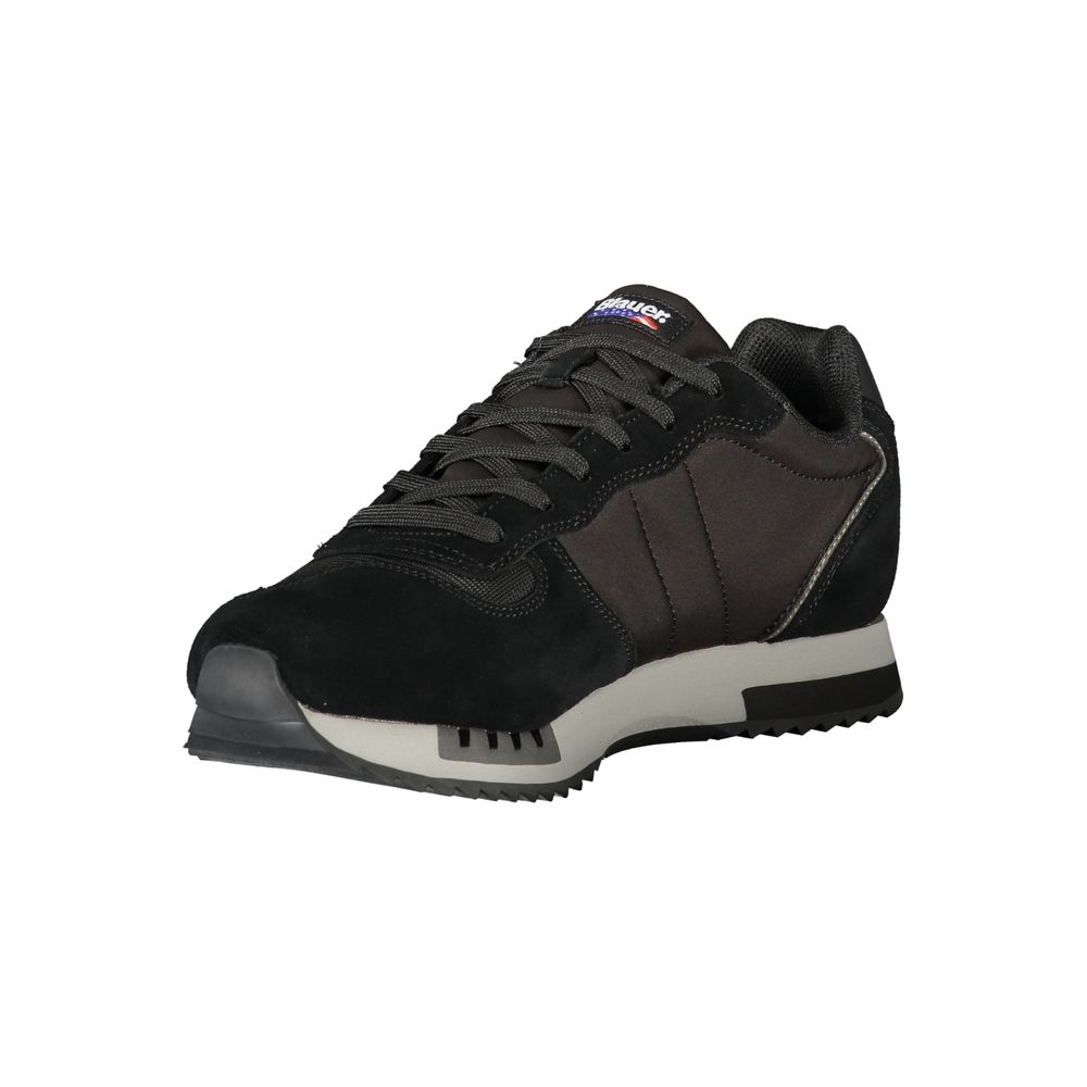 Athletic Sneakers by Blauer for men in polyester polyurethane leather black features an stately silhouette, showcasing the signature athletic style of the Men's Athletic Polyester Polyurethane Leather Sneakers collection with a truly stately finish.
