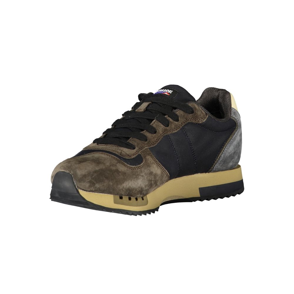 Athletic Sneakers by Blauer for men in polyester polyethylene leather blue showcases an impeccable silhouette, defined by an impeccable athletic style design that perfectly captures the essence of the Men's Athletic Polyester Polyethylene Leather Sneakers.