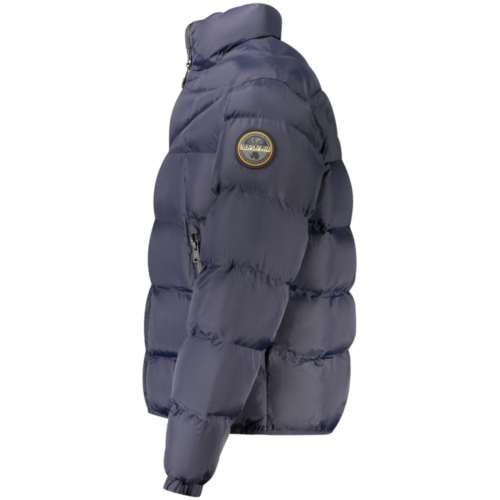 Overcoat by Napapijri for men in blue features an satoral silhouette, showcasing a sophisticated and satoral pockets for a premium, timeless look.