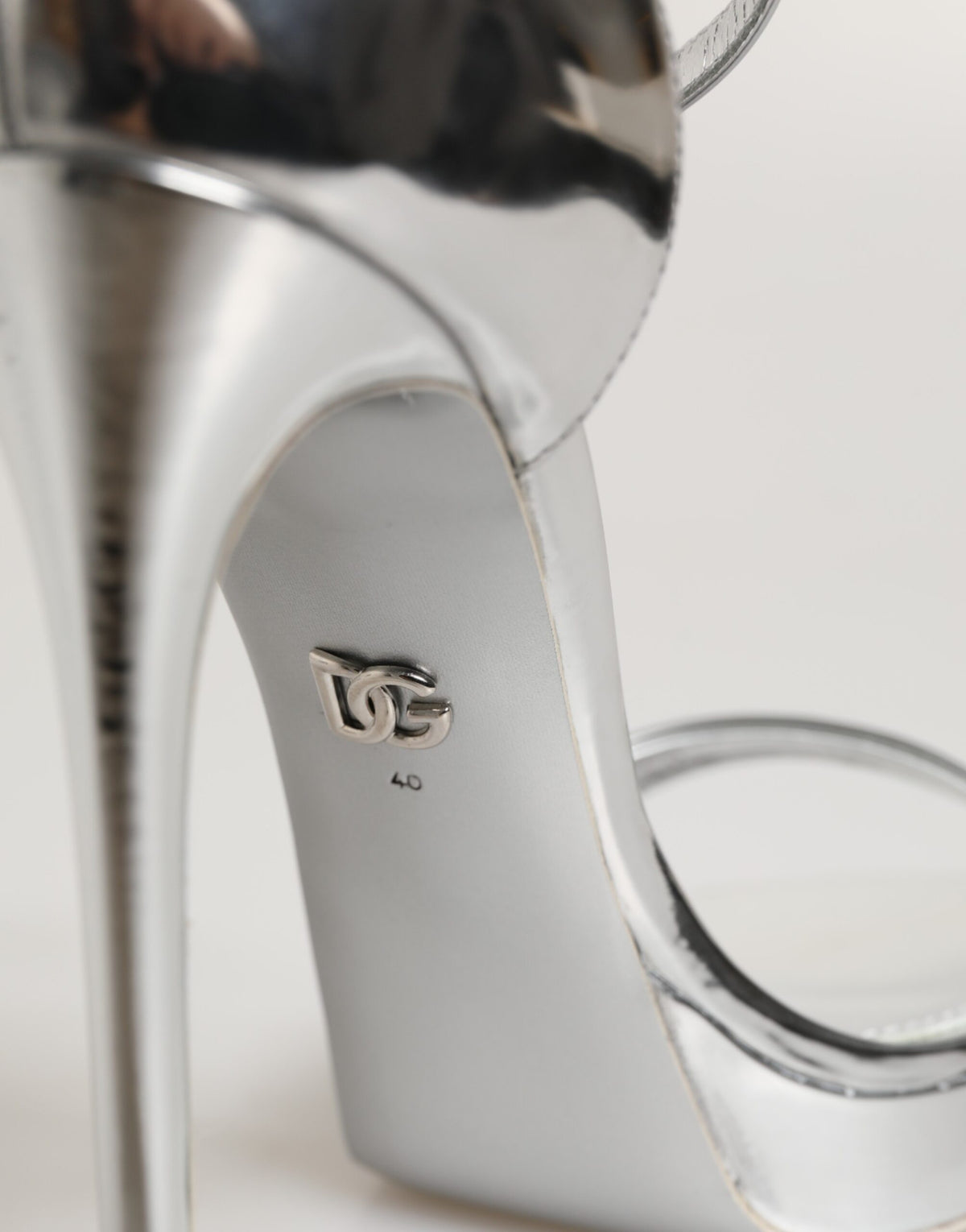 Dolce & Gabbana Women's Polyester Polyurethane & Goat Leather Platform Stiletto Sandals - Silver Signature