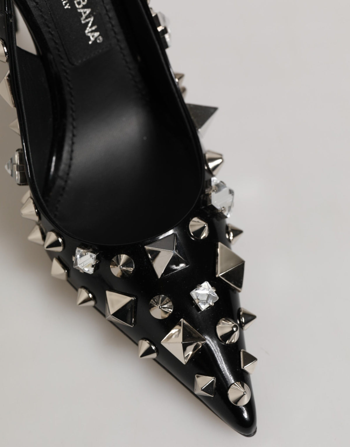 Dolce & Gabbana Women's Goat & Calf Leather Stiletto Slingback Sandals - Black Silver