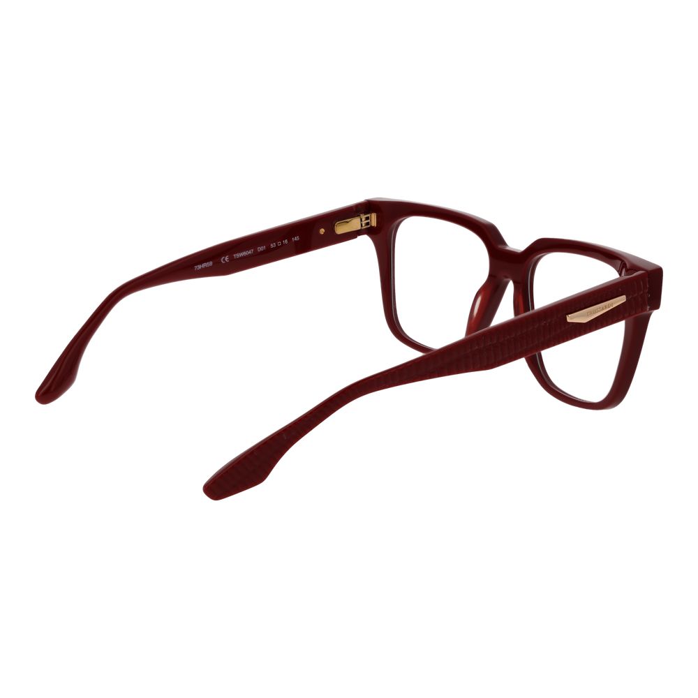 Eyeglasses Frames by Trussardi for women in acetate and red showcases a refined silhouette, detailed with a red coloured frame finish and a sophisticated full-frame frame design.