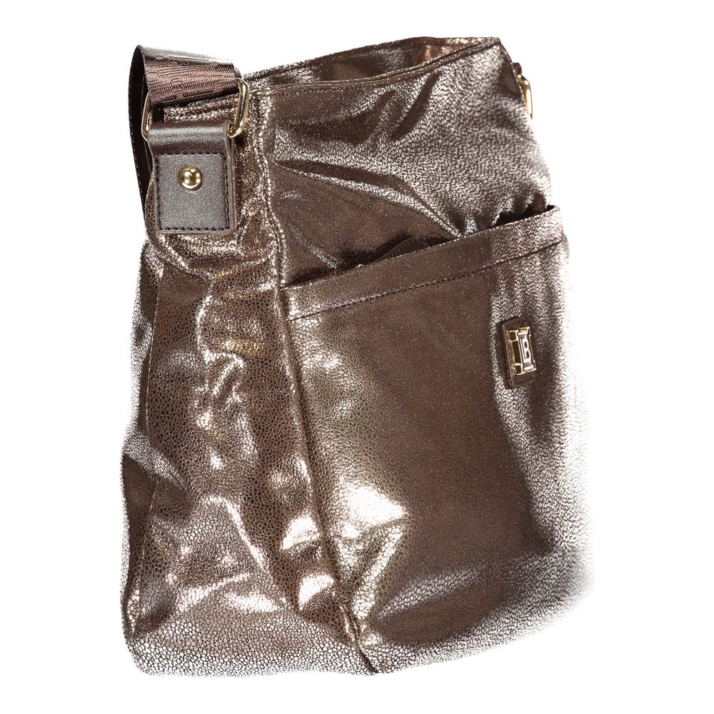 Handbag by Laura Biagiotti for women in modal nickel polyester & viscose bronze presents a ornamental silhouette, showcasing a secure zipper, ample built-in-compartments, document-holder, external-pockets & internal-pockets, and versatile shoulder-strap & adjustable-strap for a ornamental finish.