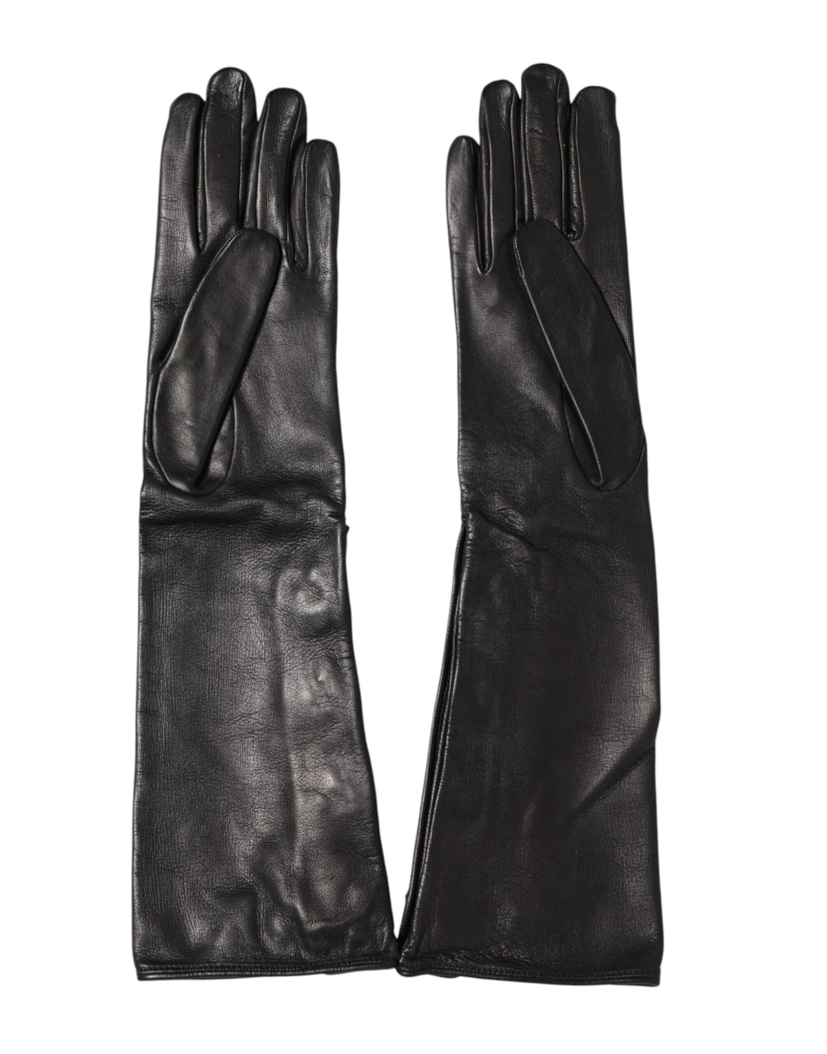 Dolce & Gabbana Silk & leather Mittens Gloves - Black Signature