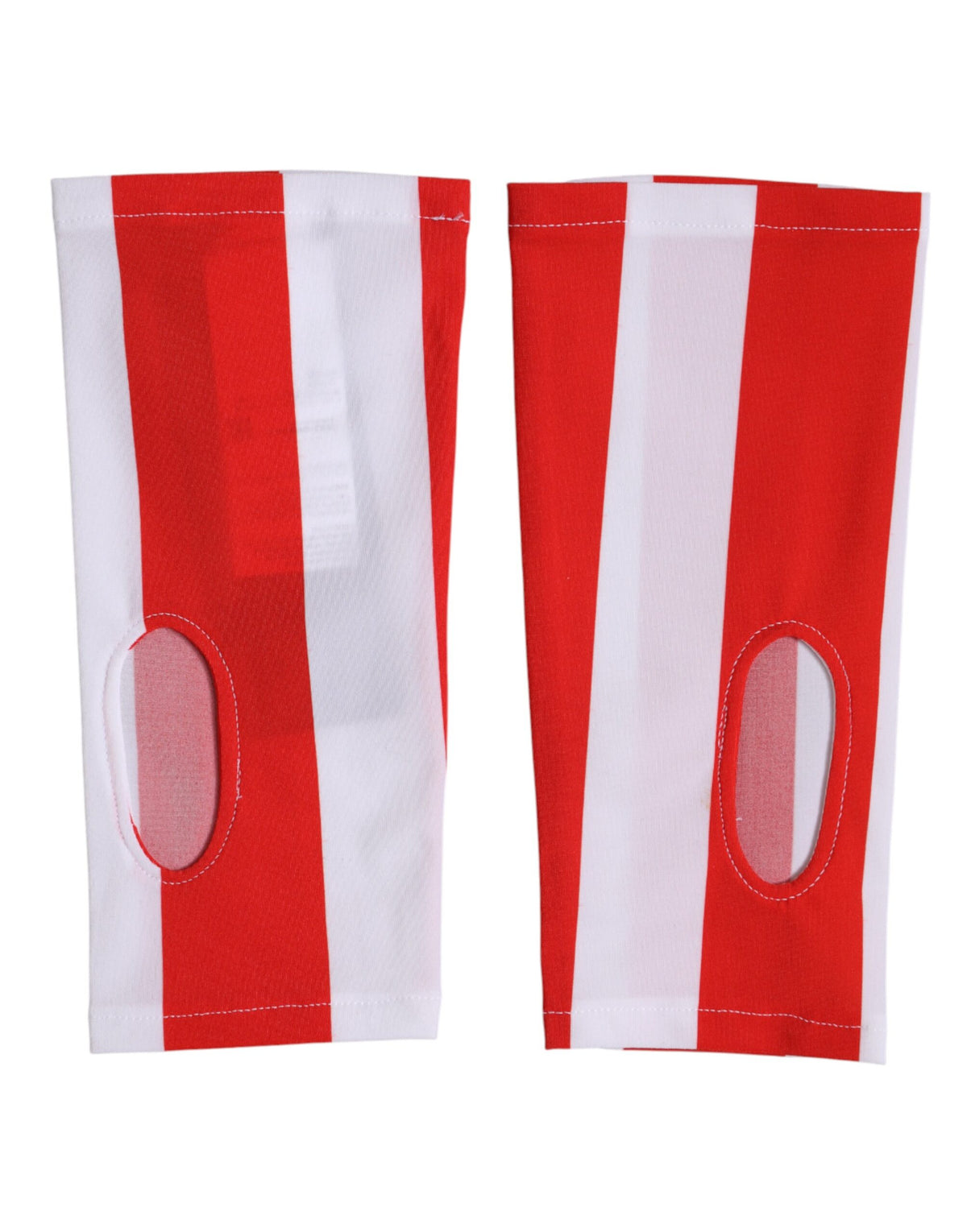 Dolce & Gabbana Stretch Nylon Fingerless Gloves Wrist Length - Red White Signature
