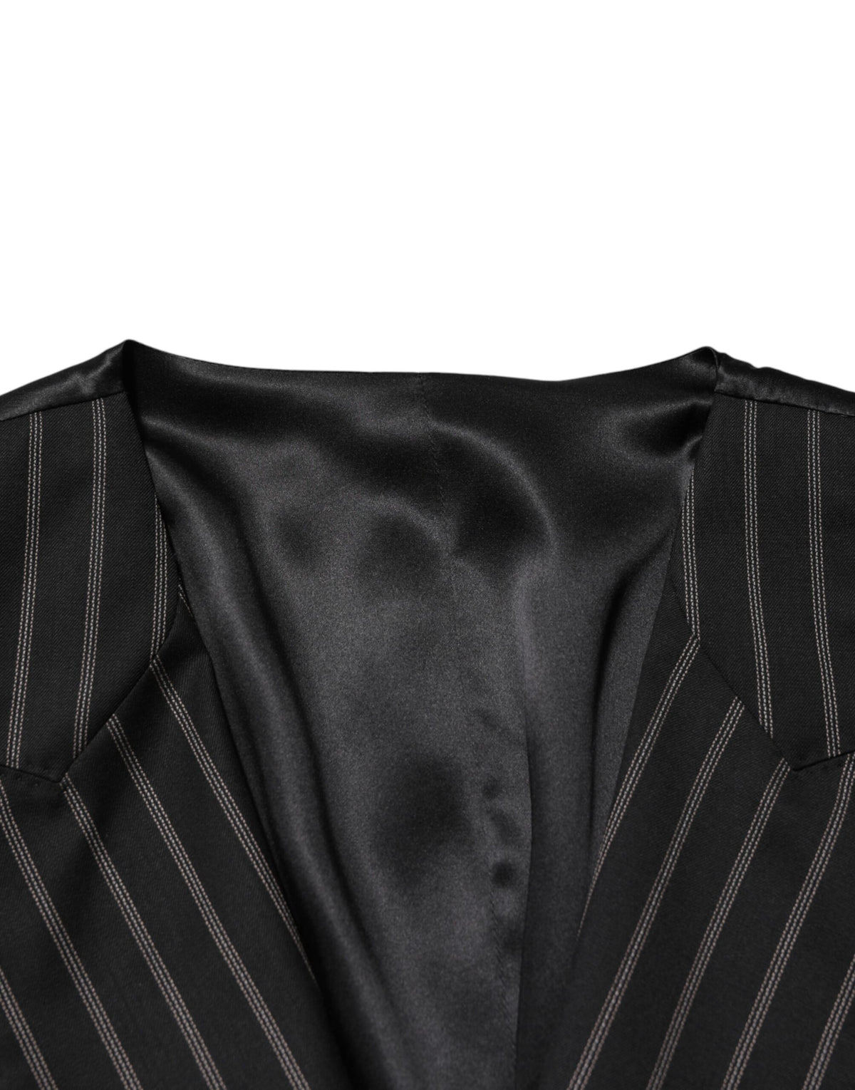 Dolce & Gabbana Men's Silk Cotton Viscose Wool Vest - Black Striped