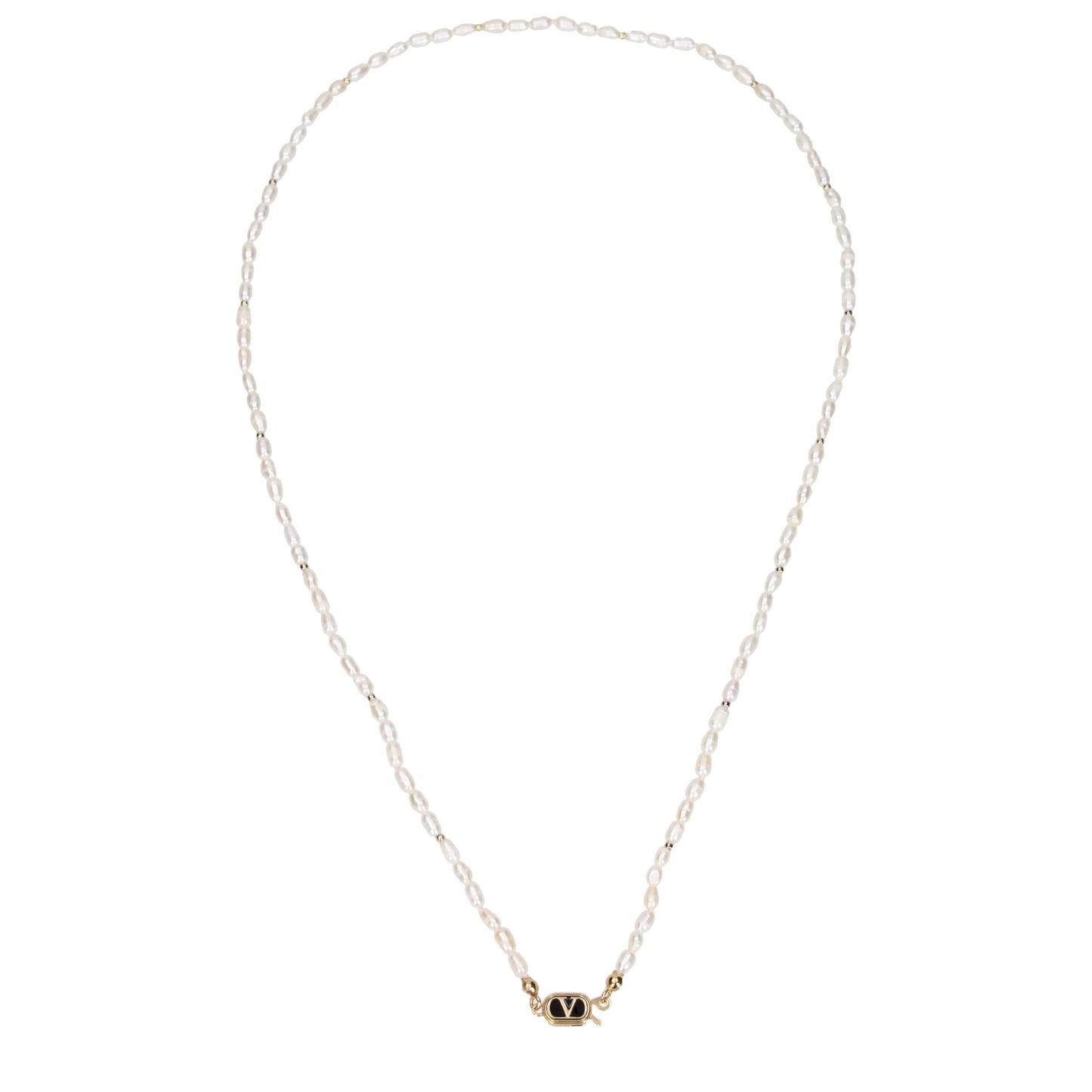 Necklace by Valentino Garavani for women in silk white showcases a dynamic silhouette, artfully highlighting the from the Women's Metal Necklace collection for a dynamic aesthetic.