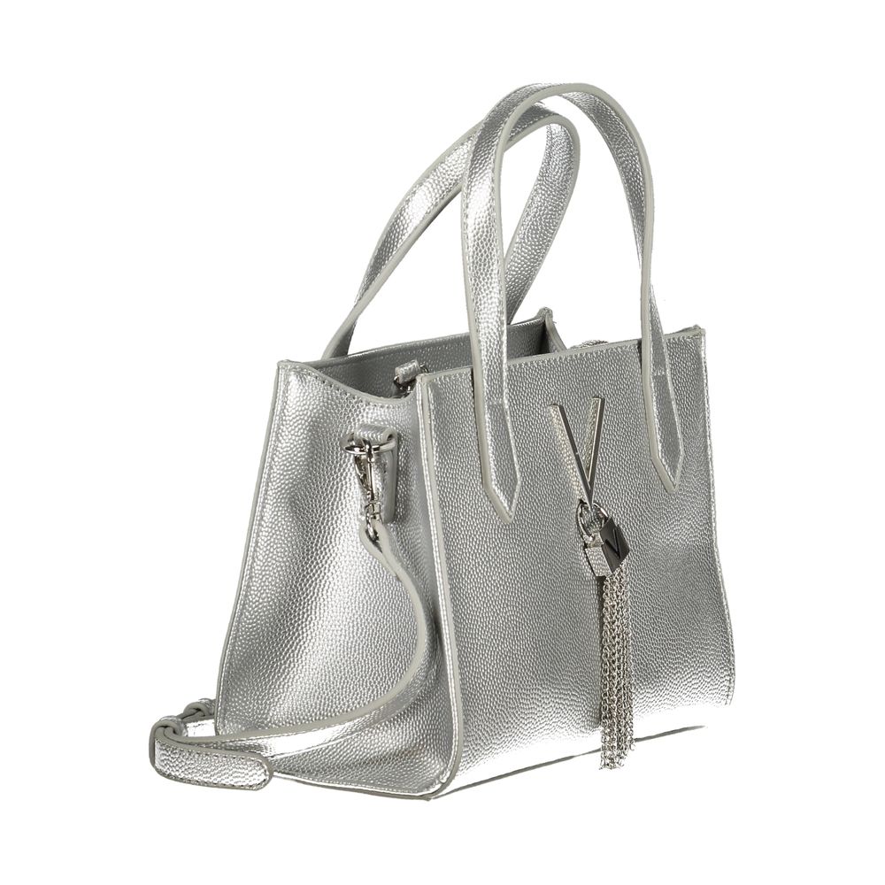 Evening Handbag by Mario Valentino for women in polyethylene gray features a ornamental silhouette, showcasing a secure zipper, ample internal-pockets, and ornamental shoulder-strap, handle & adjustable-strap for a sophisticated look.