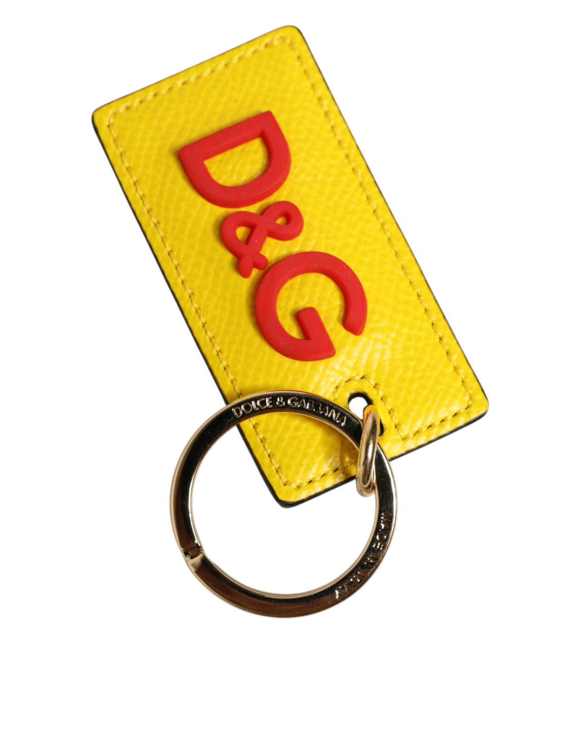 Dolce & Gabbana Calf Leather Keychain - Yellow