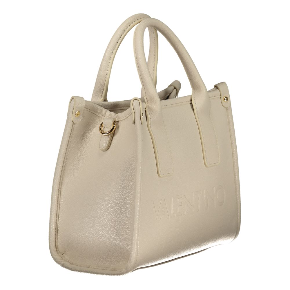 This Handbag by Mario Valentino for women in polyethylene and beige, signature-print & print presents a sculptural silhouette featuring a secure , ample internal-pockets, and versatile handle & adjustable-strap for a sculptural finish.