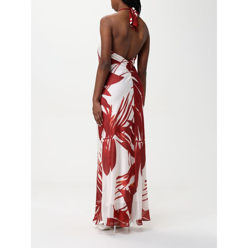 Dress by Hanita for women in silk red, patterned & print features an cute silhouette, detailed with a and that elegantly flows into a cute maxi long.