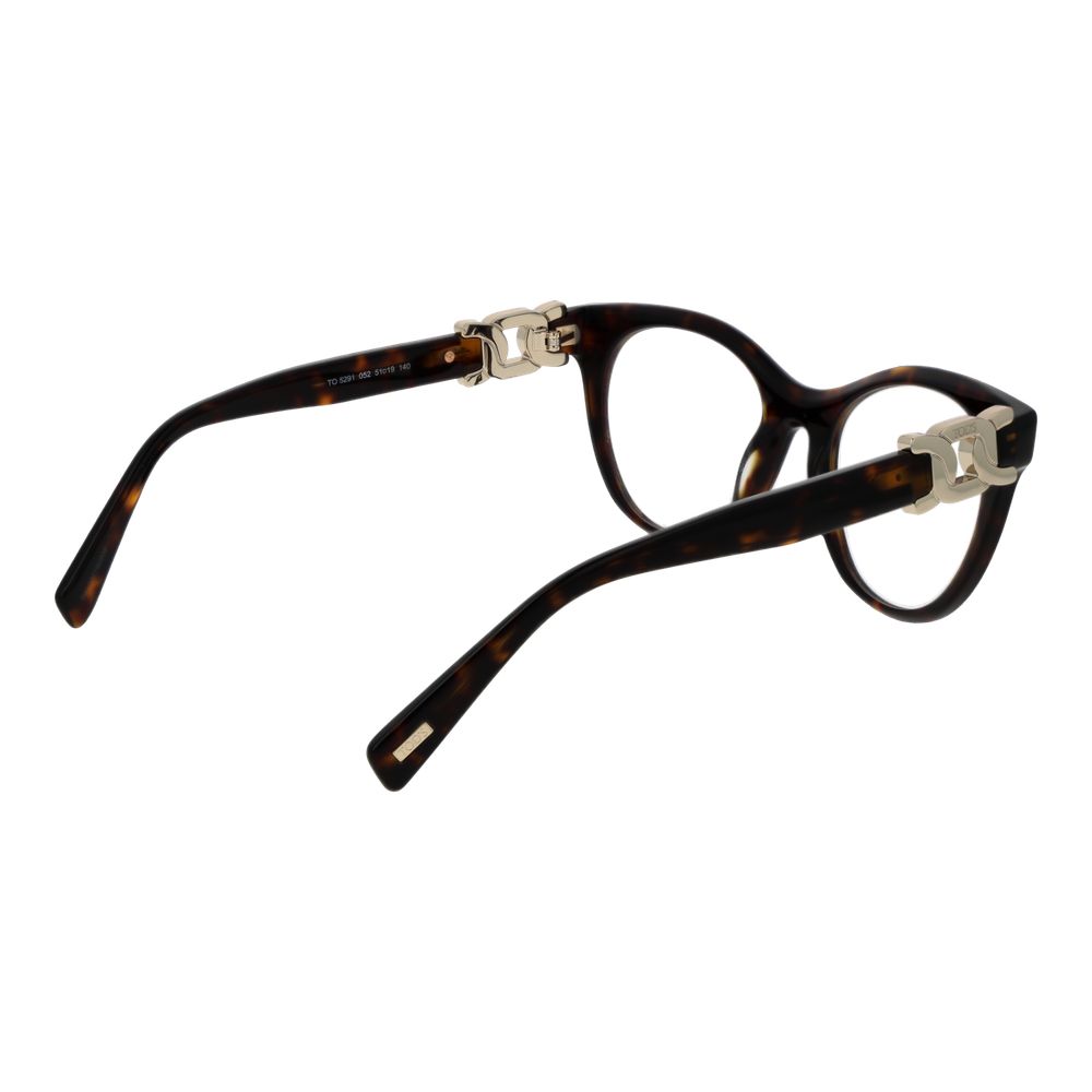 Eyeglasses Frames by Tod's for women in acetate brown features an refined silhouette, showcasing a sophisticated brown coloured frame and refined full-frame frame design for a refined look.