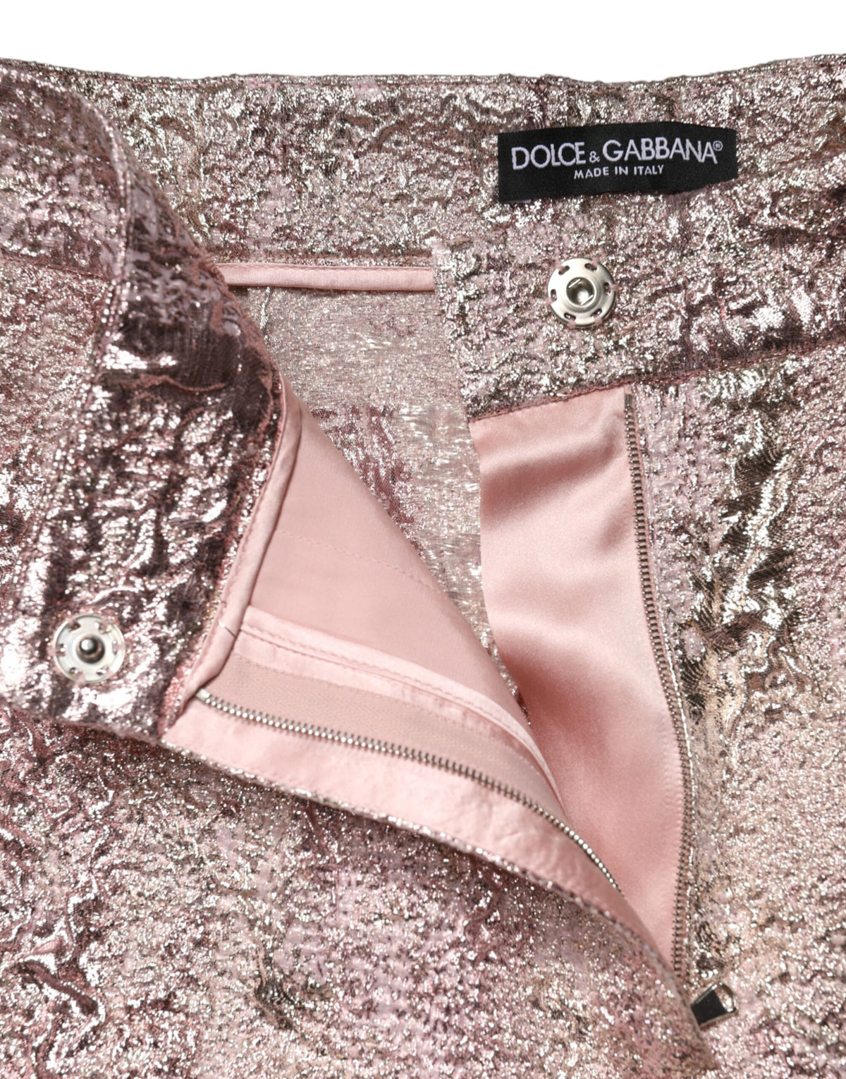 Dolce & Gabbana Women's High Rise Polyamide Polyester Film Fiber & Silk Short Trousers - Pink Jacquard
