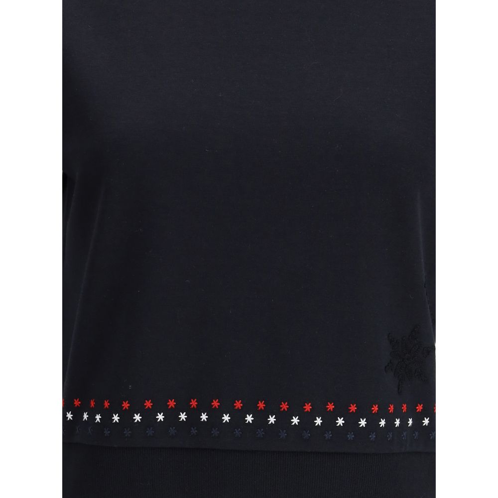 T-Shirt by Thom Browne for women in cotton black showcases a fashionable silhouette, elegantly detailed with a fashionable and for a sophisticated, high-fashion look.
