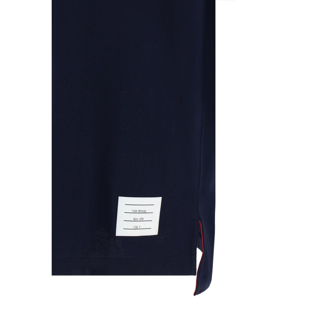 T-Shirt by Thom Browne for men in cotton blue & monogram showcases a fashionable silhouette, elegantly detailed with a fashionable and for a sophisticated, high-fashion look.