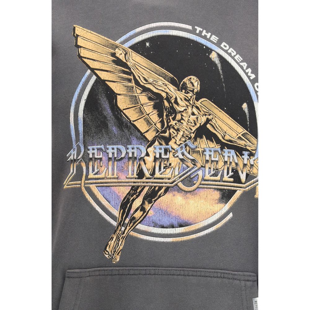 Sweatshirt Hoodie by Represent for men in cotton gray & print features a authentic silhouette, showcasing a sophisticated and authentic detail for a refined finish.