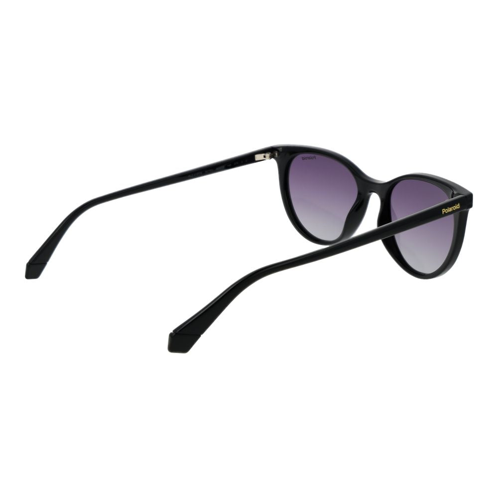 Sunglasses by Polaroid for women in polyamide black features an ethereal full-rim cat-eye frame design with black coloured frame frames and polarized gradient category-3-dark-tint lens for a ethereal finish.