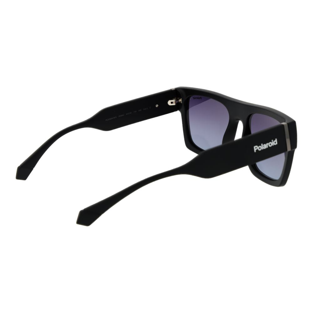 Sunglasses by Polaroid for unisex in plastic and black featuring an opulent full-rim square frame design with a sophisticated black coloured frame finish and high-performance gradient category-3-dark-tint lens.