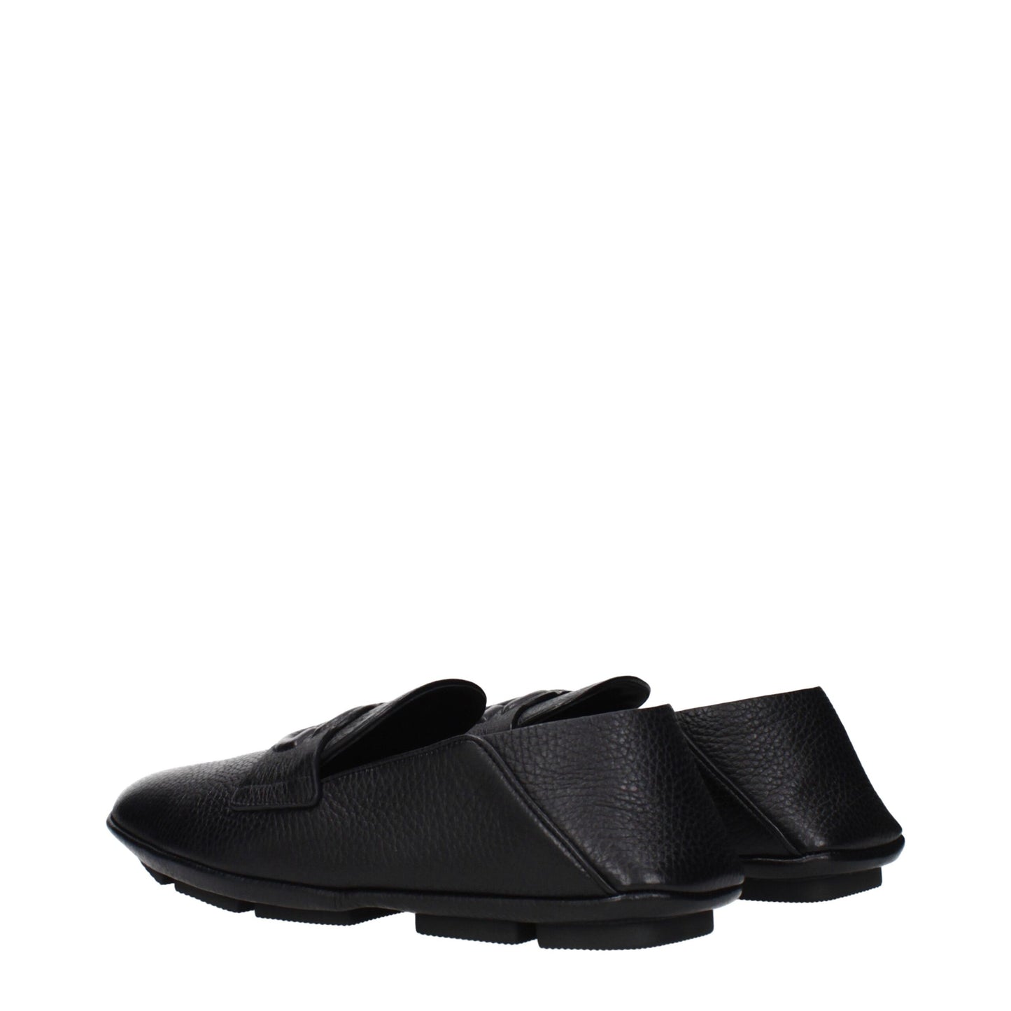 Loafer Slip-On Shoes by Dolce & Gabbana for men in leather black features an effortless chic silhouette, showcasing the Men's Leather Loafer Slip-On Shoes design with an effortless chic and a for a effortless chic look.