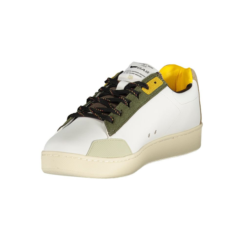 Gas Men's Athletic Polyester & Polyurethane Sneakers - Brown White Print