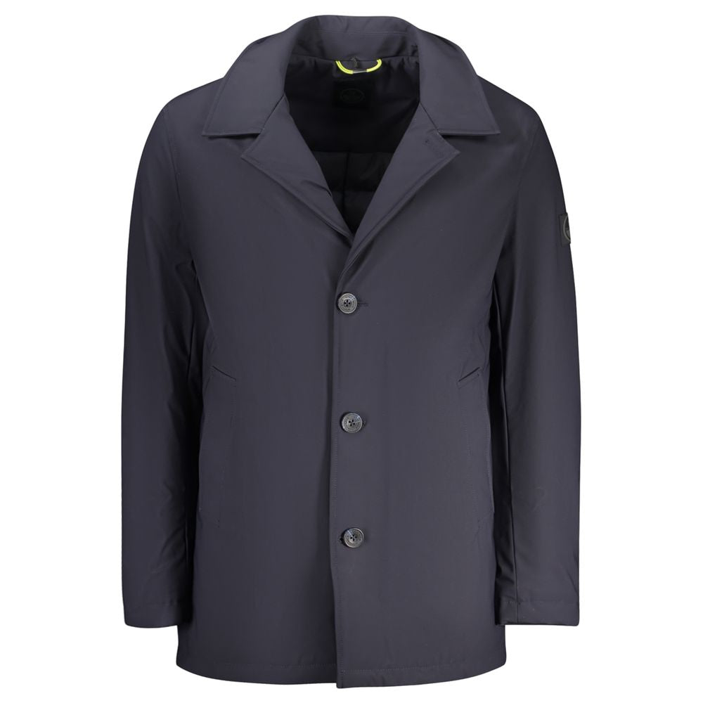 Trench Coat by North Sails for men in cotton polyester blue presents an sculptural silhouette, artfully detailed with a sculptural and functional for a truly sculptural finish.