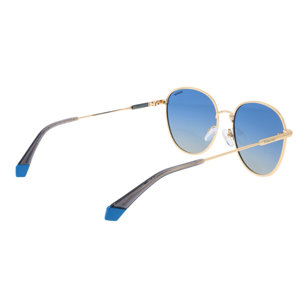 Polaroid Panto Gradient Polarized Metal & Plastic Sunglasses - Gradient Blue Gold