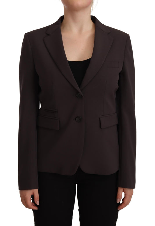F.IT Women's Single Breasted Stretch Polyester Blazer - Brown
