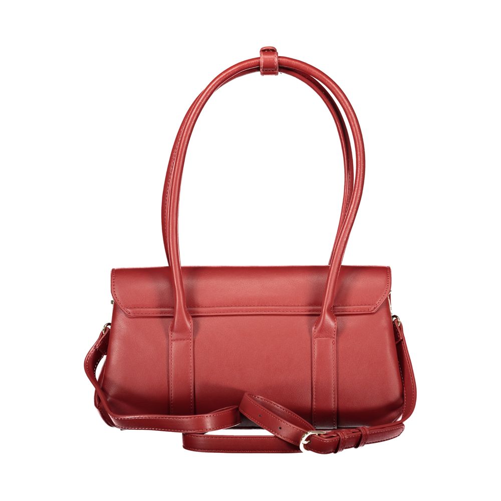 Shoulder Handbag by Mario Valentino for women in polyurethane red features a signature silhouette, showcasing a secure zipper and signature internal-pockets with versatile shoulder-strap, adjustable-strap & handle for a sophisticated look.