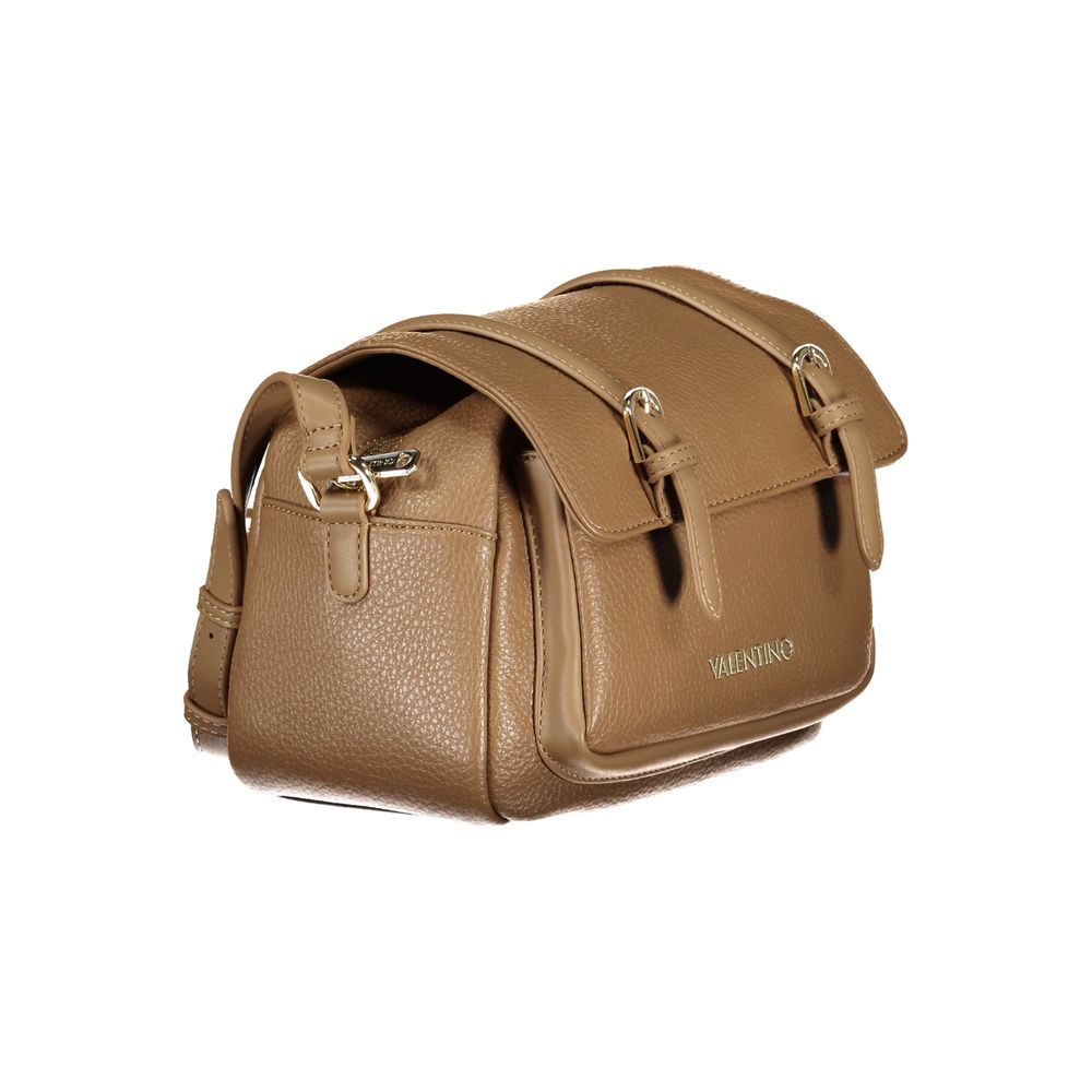 Handbag by Mario Valentino for women in polyurethane brown & red features a refined silhouette, showcasing a secure snap & zipper, organized built-in-compartments & internal-pockets, and versatile adjustable-strap, detachable-strap & handle for a refined finish.