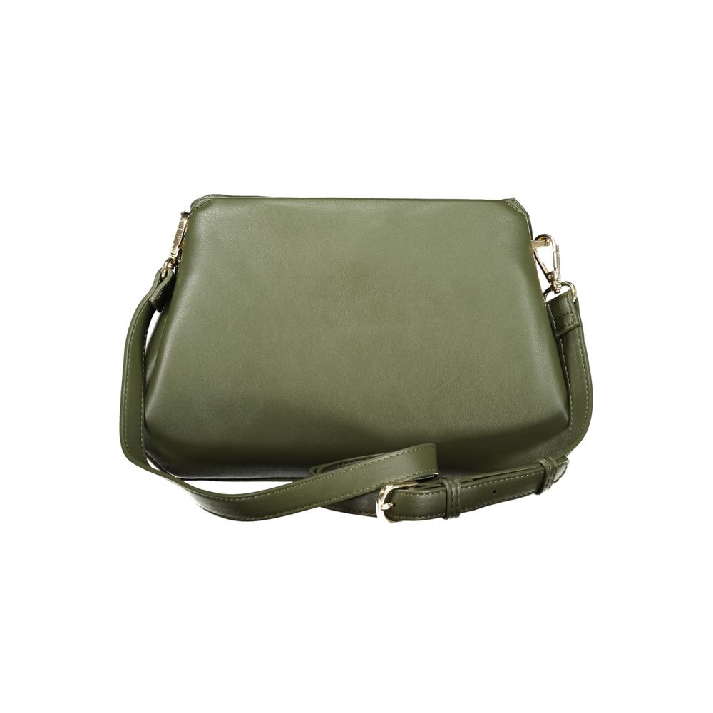 This Shoulder Handbag by Mario Valentino for women in polyurethane and green presents a sculptural silhouette featuring a secure zipper, ample external-pockets, cardholder & coin-purse, and versatile shoulder-strap for a sculptural finish.
