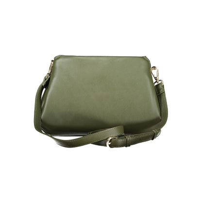 This Shoulder Handbag by Mario Valentino for women in polyurethane and green presents a sculptural silhouette featuring a secure zipper, ample external-pockets, cardholder & coin-purse, and versatile shoulder-strap for a sculptural finish.