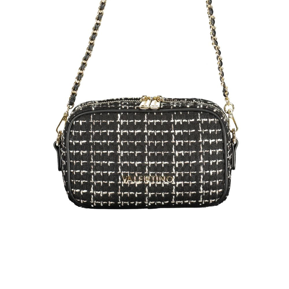 This Handbag by Mario Valentino for women in polyester & polyurethane and black presents a sculptural silhouette featuring a secure zipper, ample internal-pockets, and versatile shoulder-strap & adjustable-strap for a sculptural finish.