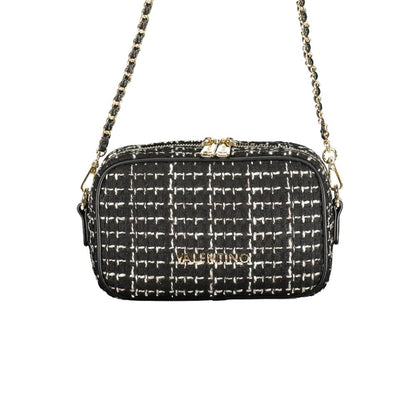 This Handbag by Mario Valentino for women in polyester & polyurethane and black presents a sculptural silhouette featuring a secure zipper, ample internal-pockets, and versatile shoulder-strap & adjustable-strap for a sculptural finish.